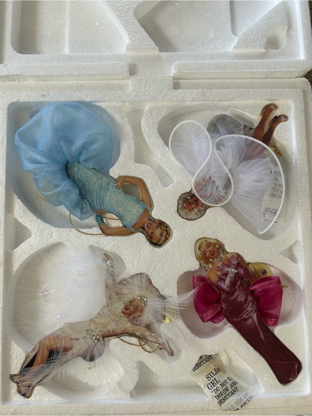 Marilyn Monroe Christmas Ornaments, collectors items. First set of 4